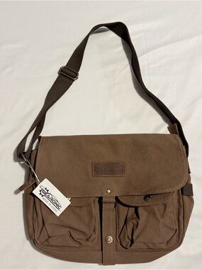 Gearonic Brown Canvas Messenger Bag for Men NWT